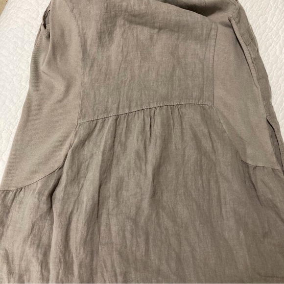LINA TOMEI Italy 100% Italian Linen Sleeveless Embroidered Dress | Taupe | NWT - Picture 8 of 10